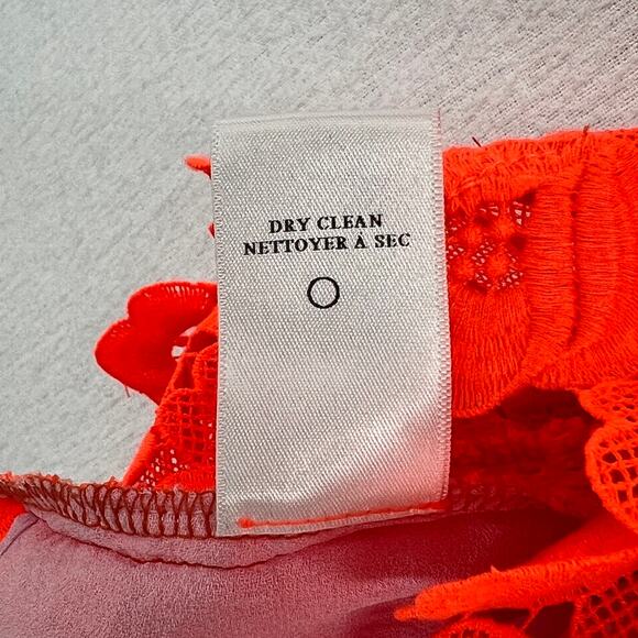 ALC Adriana Crop Top Women 0 Neon Orange Floral Lace Crew neck Scalloped Crochet - Picture 11 of 15